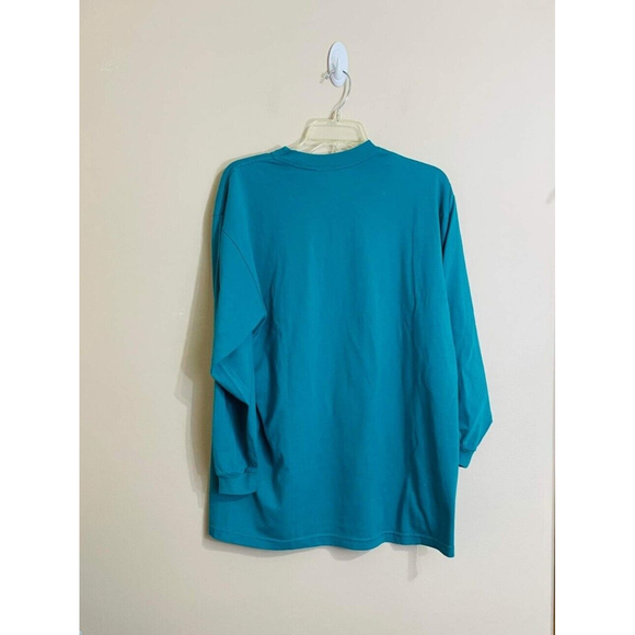 VTG 90s KWBL Los Angeles Womens Hand Painted Shirt Teal Embellished One Size - Picture 7 of 7